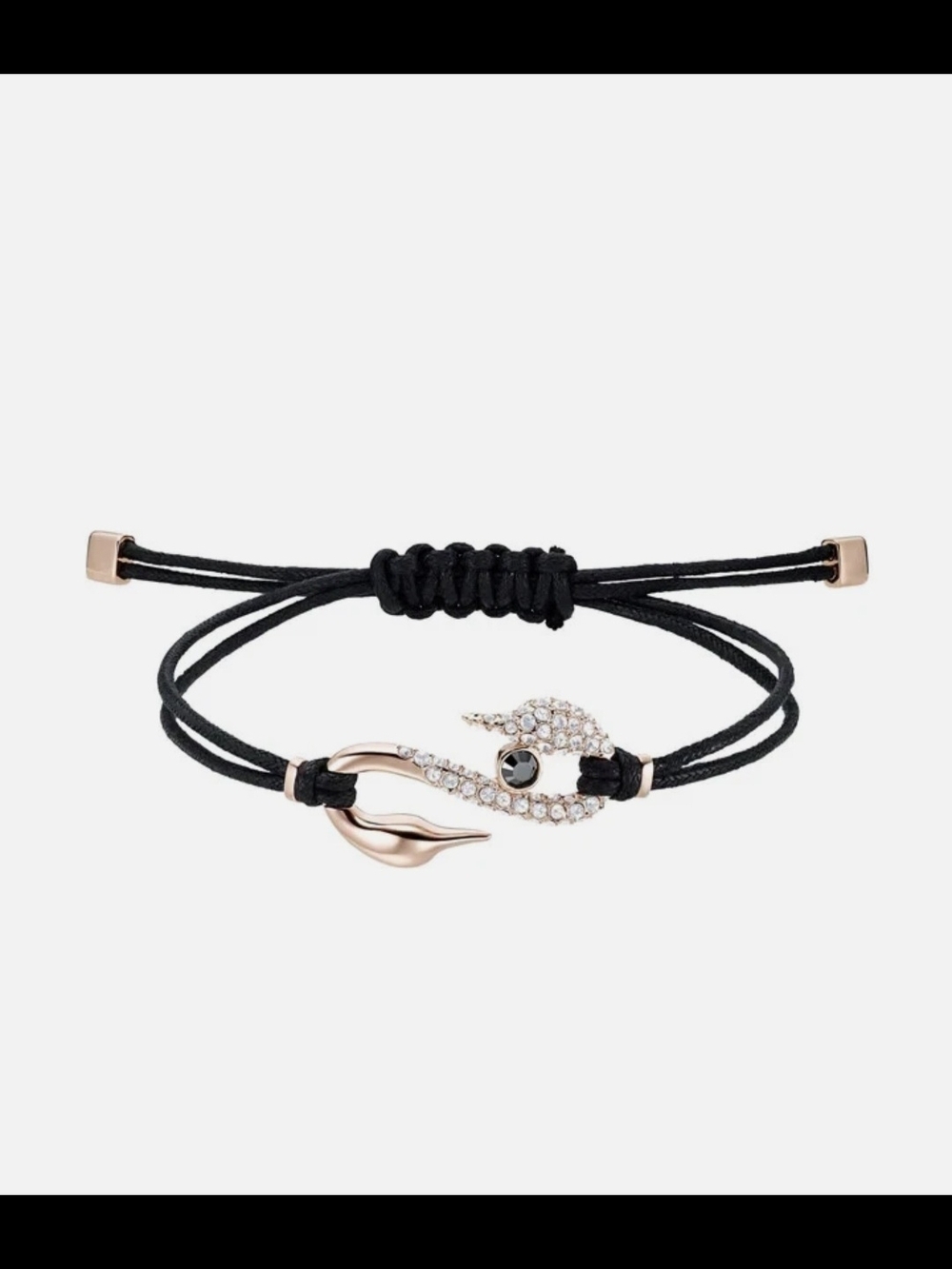 Crystal Snake Charm Black Cord Bracelet